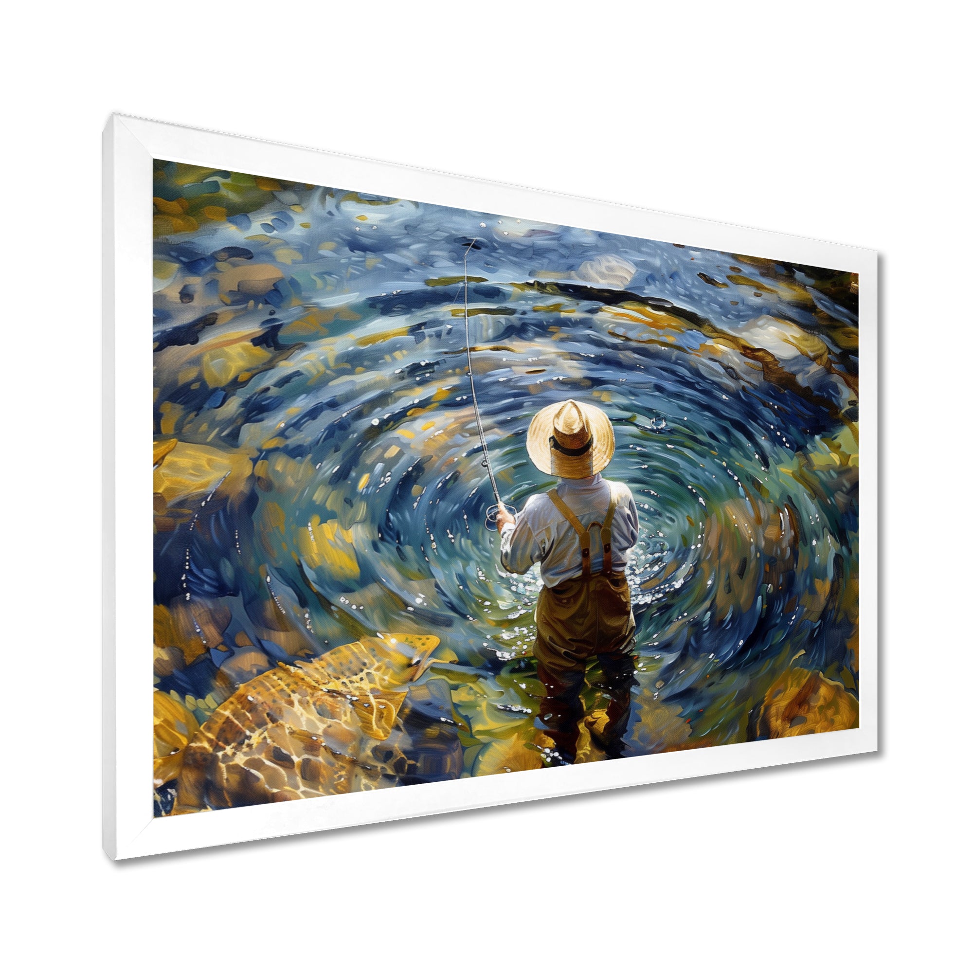 River Trout Fishing In The Mountains I - Hunting & Fishing Canvas Wall Art