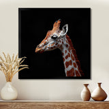 Brown giraffe profile on black - White Giraffe Wall Art