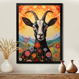 Mountain Goat in colorful meadows - Goat Large Canvas Wall Art