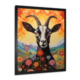Mountain Goat in colorful meadows - Goat Large Canvas Wall Art