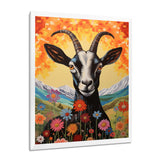 Mountain Goat in colorful meadows - Goat Large Canvas Wall Art