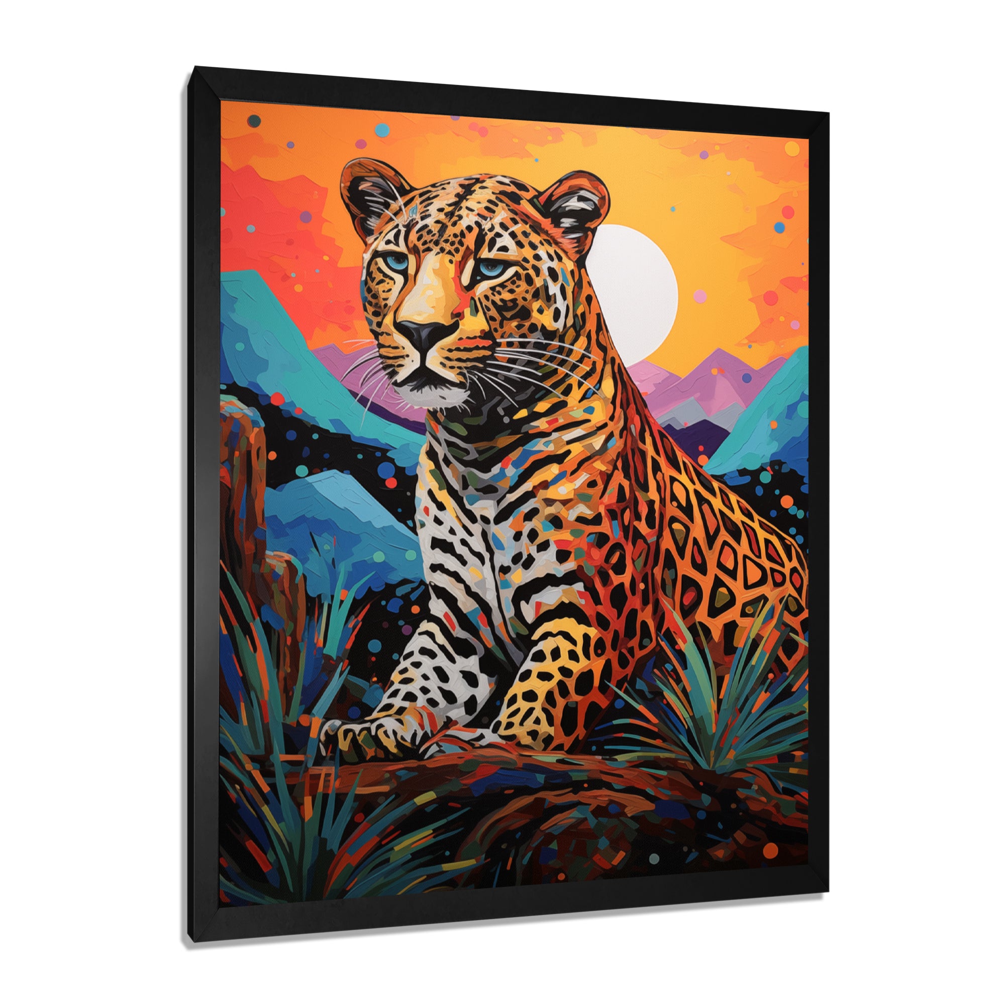 Cheetah in colorful mountain Sahara landscape - Cheetah Canvas Wall Art
