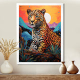 Cheetah in colorful mountain Sahara landscape - Cheetah Canvas Wall Art