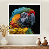 Green and yellow parrot portrait on black - Parrot Wall Decor