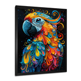Blue orange parrot portrait on black - Parrot Wall Decor