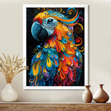 Blue orange parrot portrait on black - Parrot Wall Decor