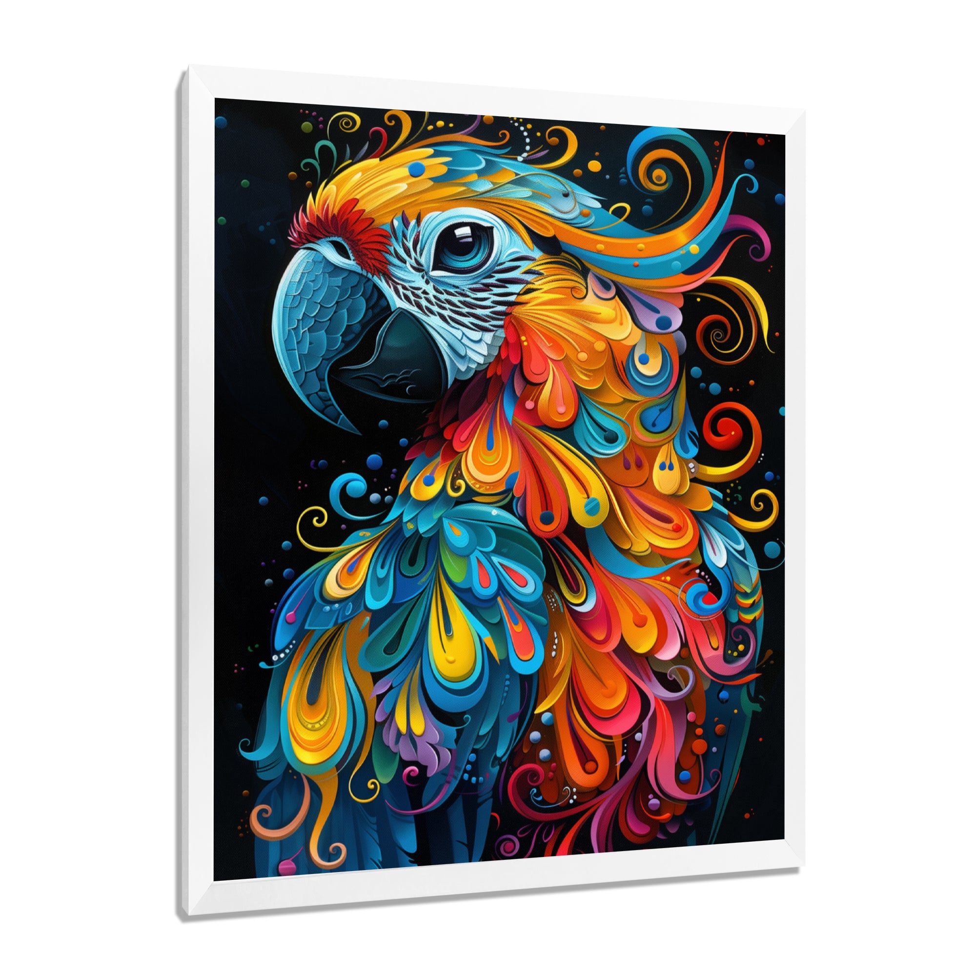 Blue orange parrot portrait on black - Parrot Wall Decor