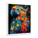 Blue orange parrot portrait on black - Parrot Wall Decor