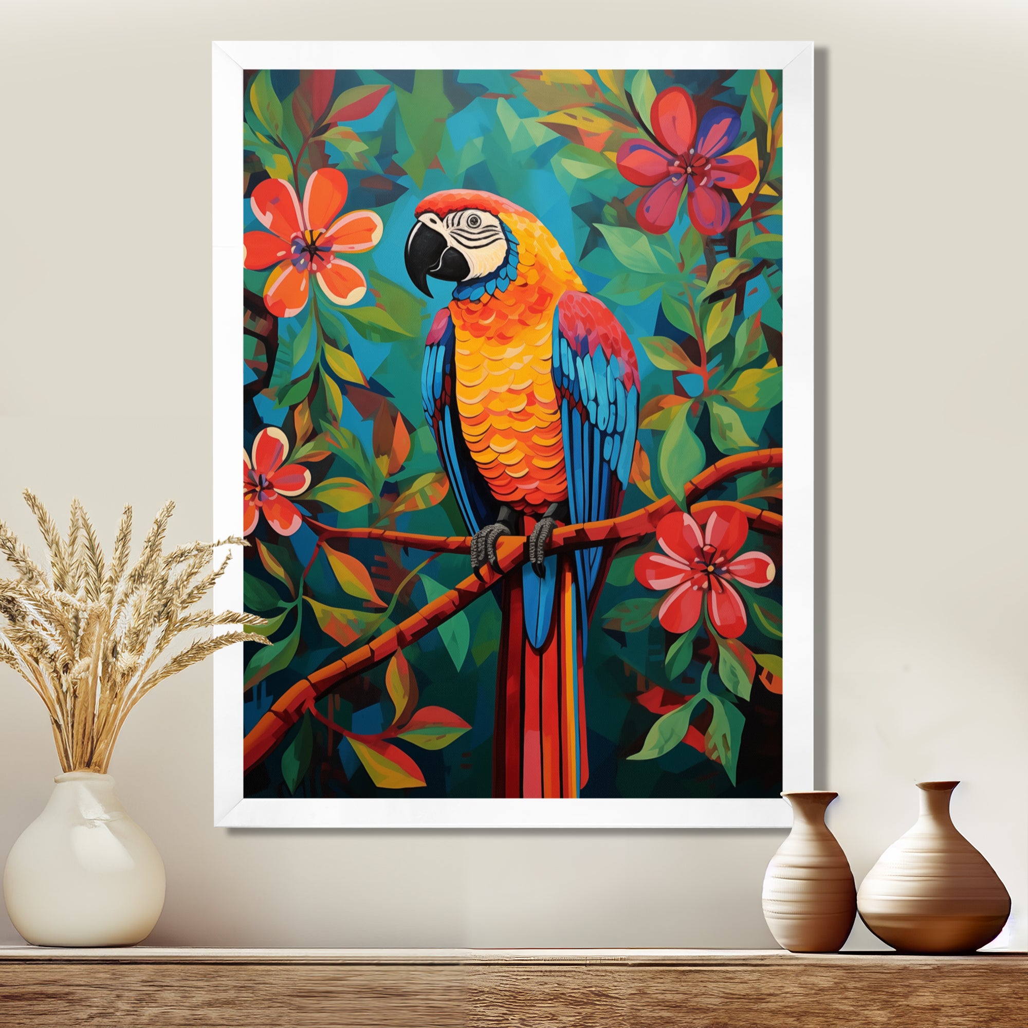 Orange blue Parrot in the African jungle - Parrot Wall Art Prints