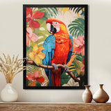 Red blue Parrot in the African jungle - Red Parrot Wall Art