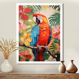 Red blue Parrot in the African jungle - Red Parrot Wall Art