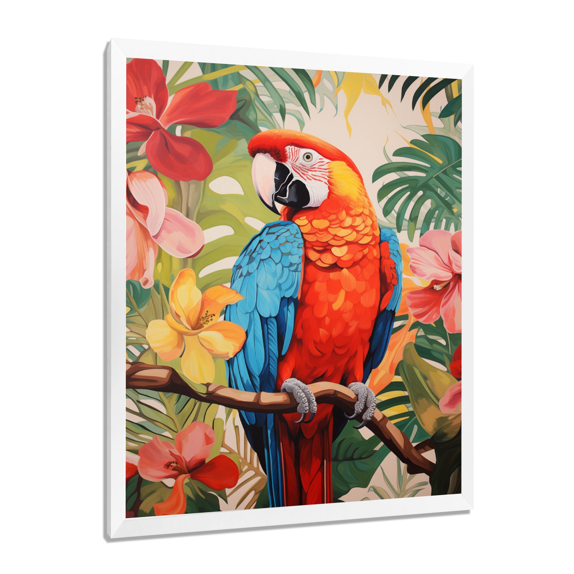 Red blue Parrot in the African jungle - Red Parrot Wall Art