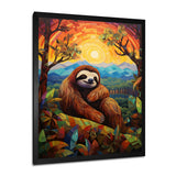 Relaxing Sloth in colorful landscape - Sloth Bedroom Wall Art