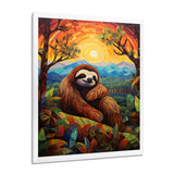 Relaxing Sloth in colorful landscape - Sloth Bedroom Wall Art