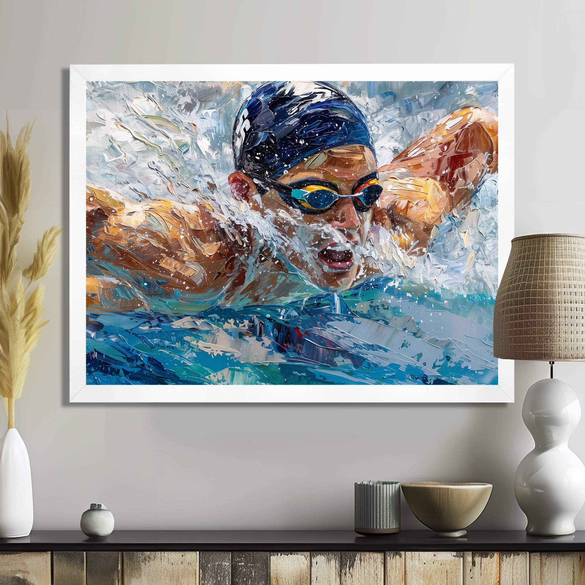 Swimming Competition At The Olympics I - Swimming Canvas Wall Art