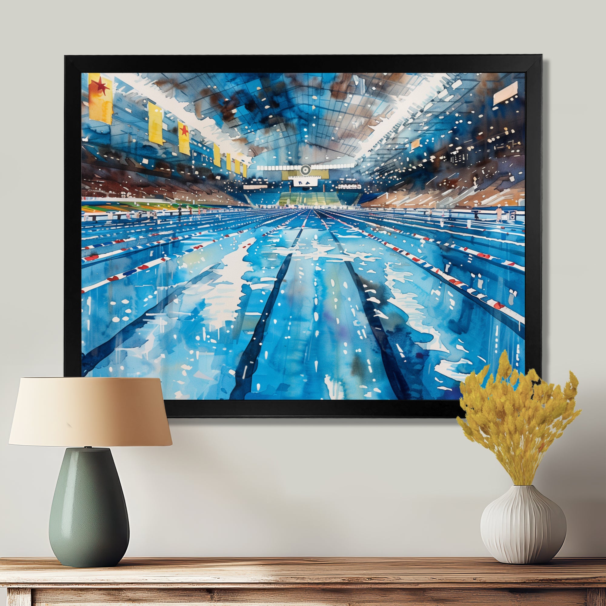 Olympic Swimming Pool Before The Race I - Swimming Canvas Wall Art