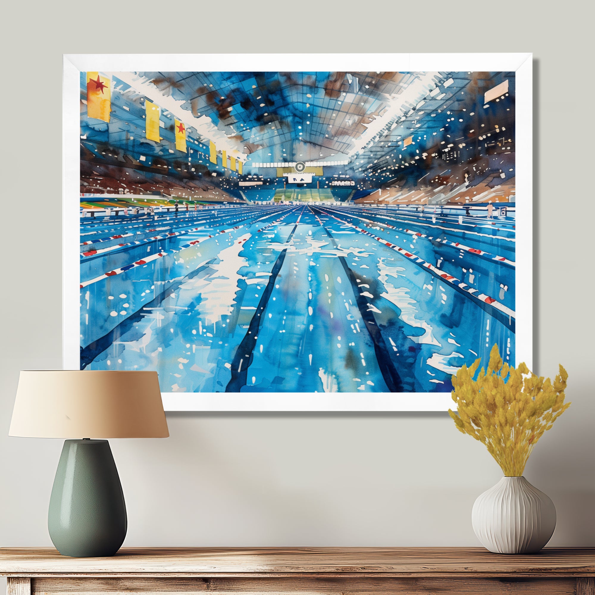 Olympic Swimming Pool Before The Race I - Swimming Canvas Wall Art