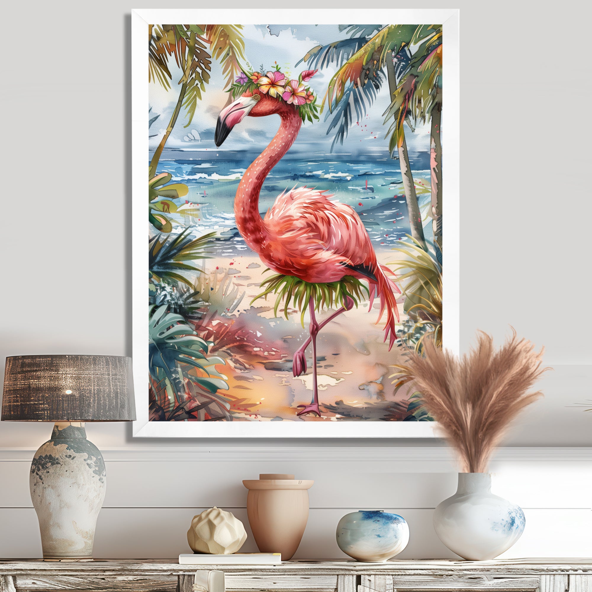 Dancing Flamingo Beach In Aruba - Flamingo Wall Art Prints