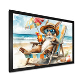 Bunny On The Beach Lounging Chair - Coastal Animal Home Decor Art