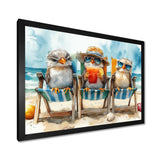 Canaries On The Beach Lounging Chair - Coastal Animal Living Room Wall Art