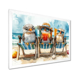 Canaries On The Beach Lounging Chair - Coastal Animal Living Room Wall Art