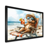 Chinchilla On The Beach Lounging - Coastal Animal Canvas Wall Art