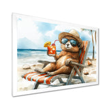 Chinchilla On The Beach Lounging - Coastal Animal Canvas Wall Art