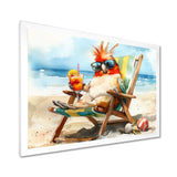 Cockatiel On The Beach Lounging - Coastal Animal Canvas Wall Art