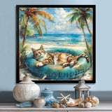Felines Coastal Cat Nap Oasis - Blue Coastal Animal Wall Art