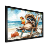 Hedgehog Beachside Lounging - Coastal Animal Living Room Wall Art