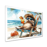 Hedgehog Beachside Lounging - Coastal Animal Living Room Wall Art