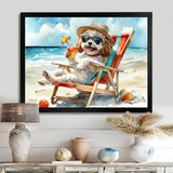 Grey Poodle Dog On The Beach Relaxing - Coastal Animal Wall Decor