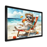 Grey Poodle Dog On The Beach Relaxing - Coastal Animal Wall Decor