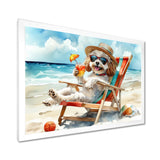 Grey Poodle Dog On The Beach Relaxing - Coastal Animal Wall Decor