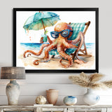 Octopus Relaxing On A Beach Chair - Octopus Home Decor Art