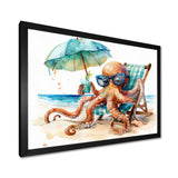 Octopus Relaxing On A Beach Chair - Octopus Home Decor Art