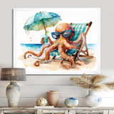 Octopus Relaxing On A Beach Chair - Octopus Home Decor Art