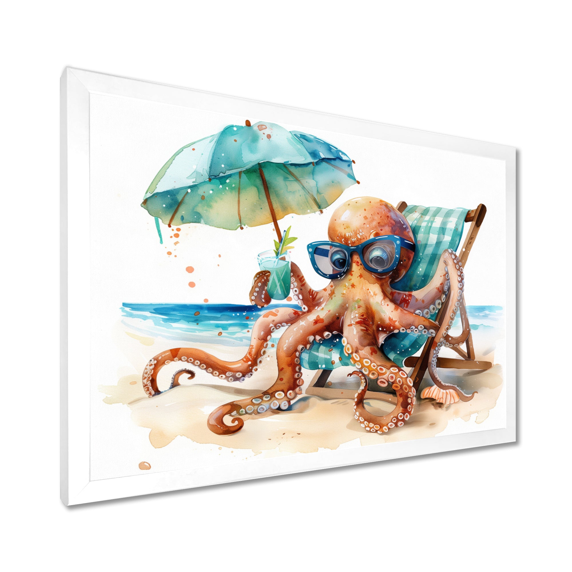 Octopus Relaxing On A Beach Chair - Octopus Home Decor Art