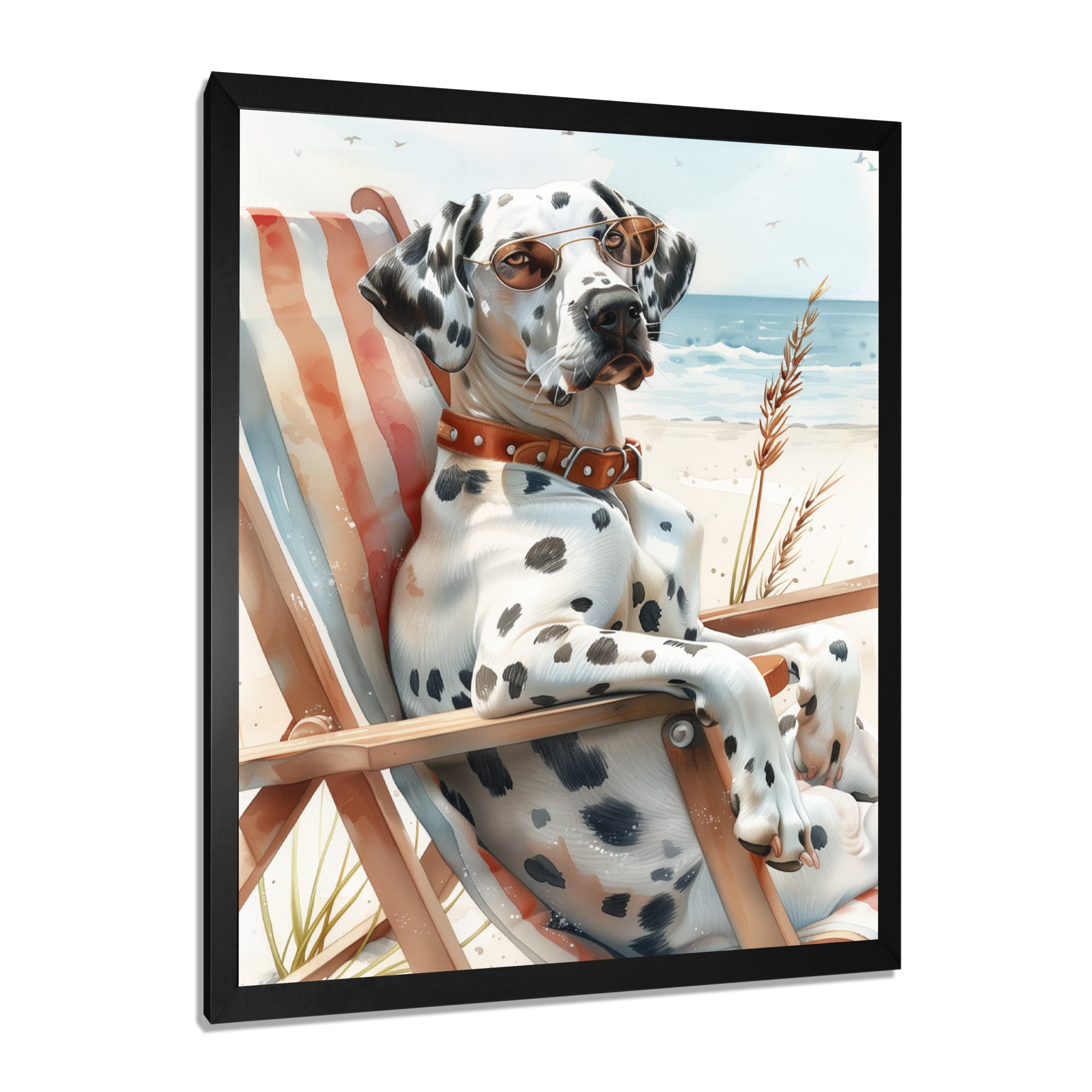 Dalmatian Dog Tanning On A Beach Chair - Coastal Animal Wall Decor