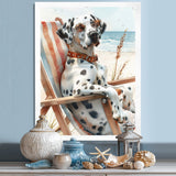 Dalmatian Dog Tanning On A Beach Chair - Coastal Animal Wall Decor