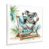 Cute Koala Beach Chair Relaxing - Gray Coastal Animal Wall Art