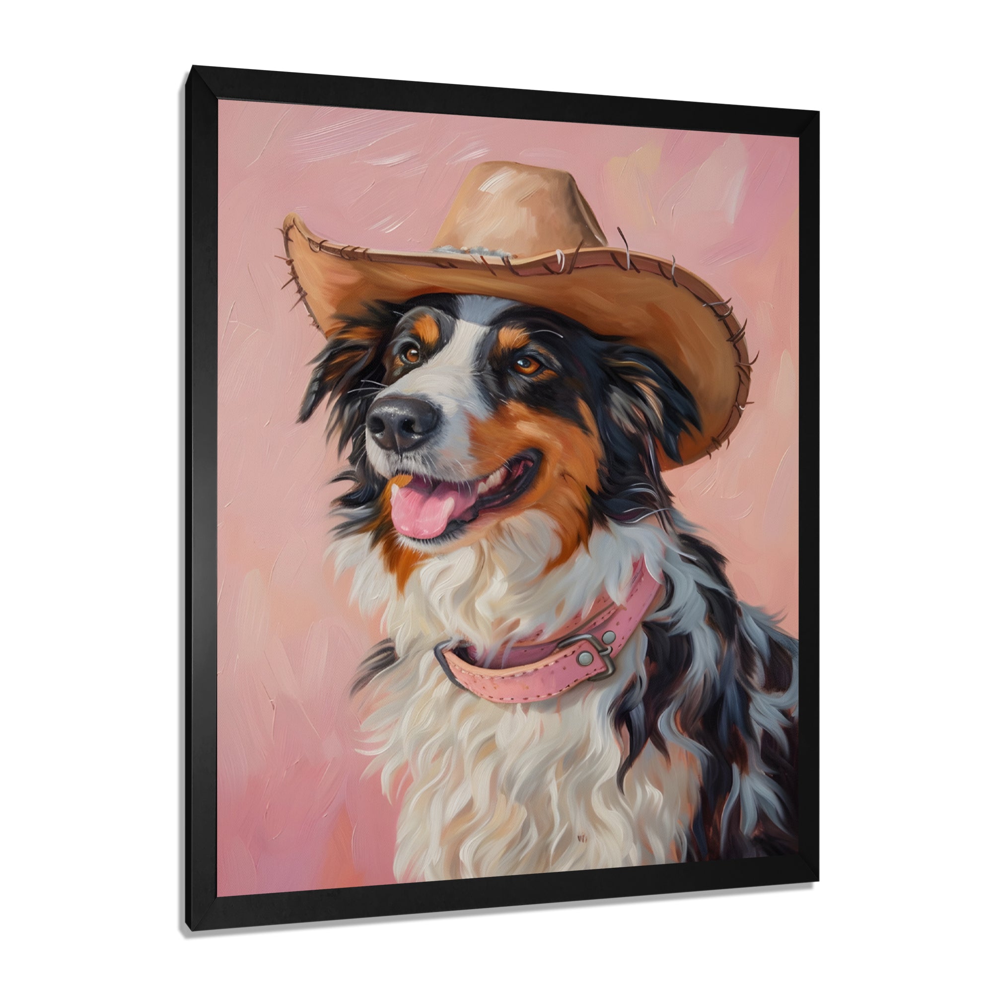 Cowboy Border Collie Dog In Austin - Dog Bedroom Wall Art