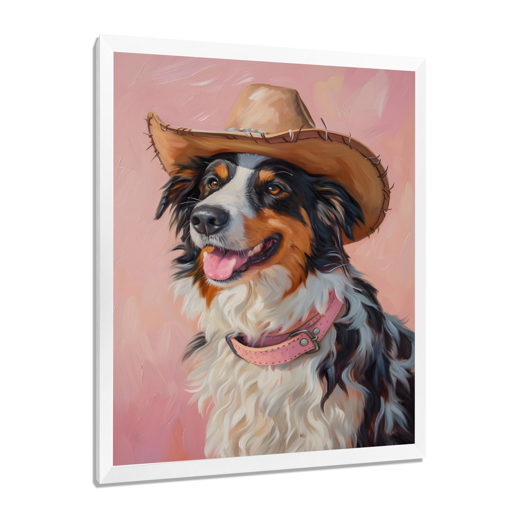 Cowboy Border Collie Dog In Austin - Dog Bedroom Wall Art