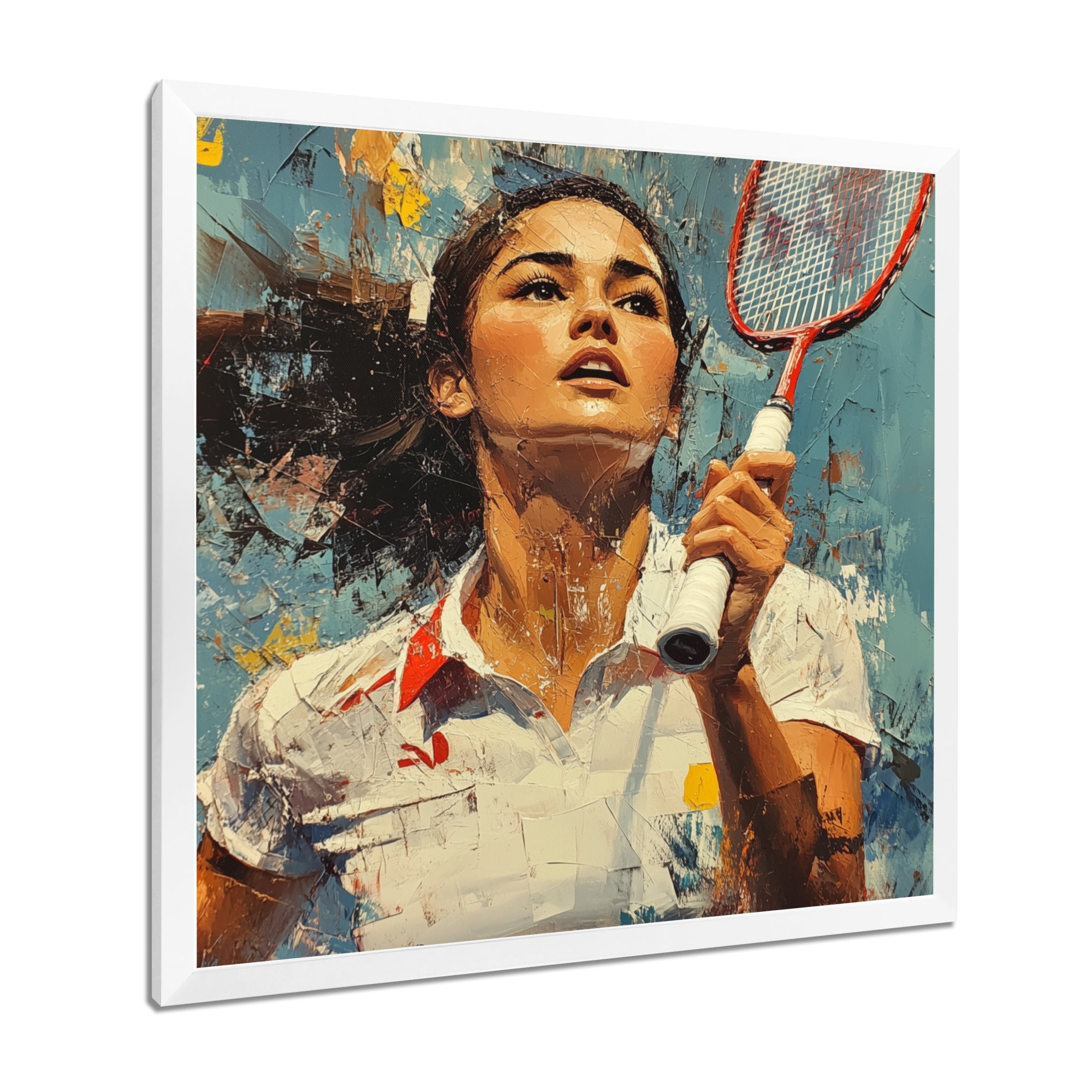 Sport Badminton In Blue And White Tones - Badminton Canvas Wall Art