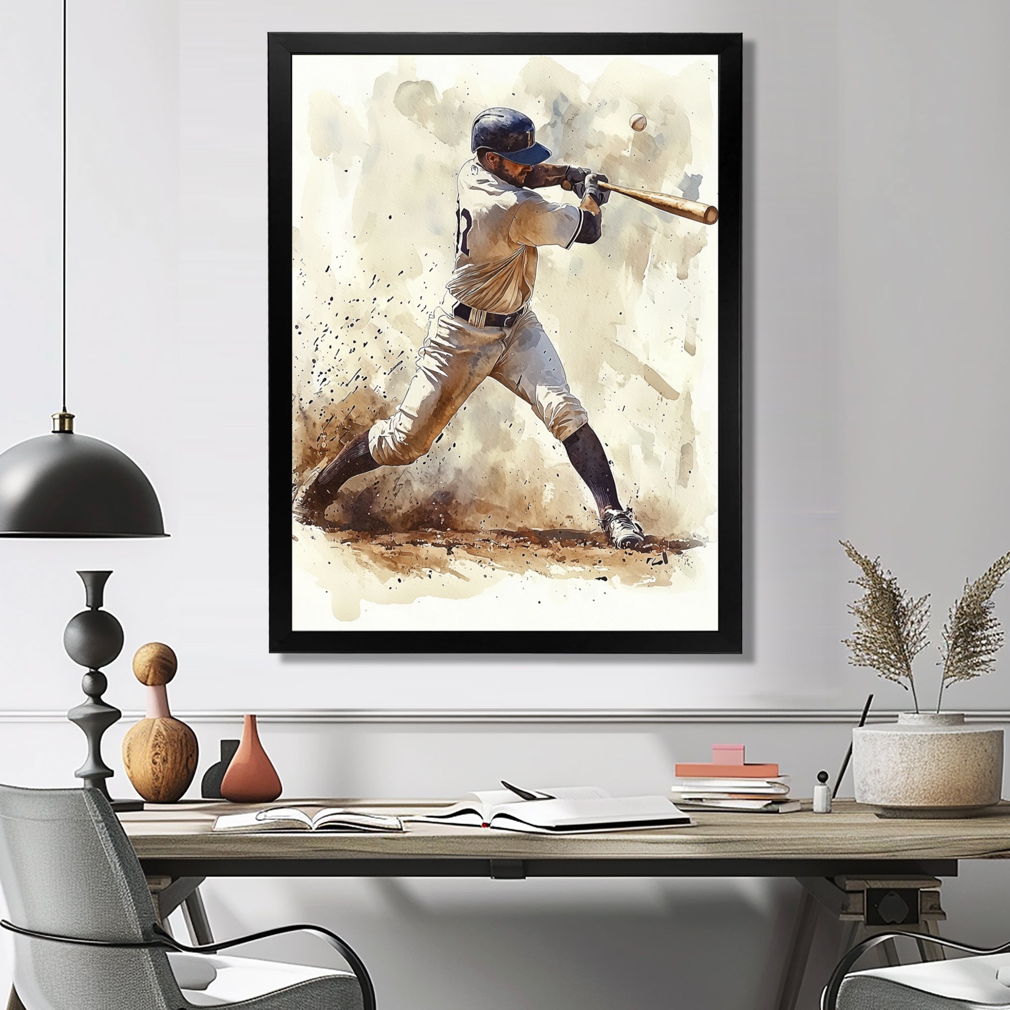 White Blue Baseball Player At The Pitch I - Sport Baseball Canvas Wall Art