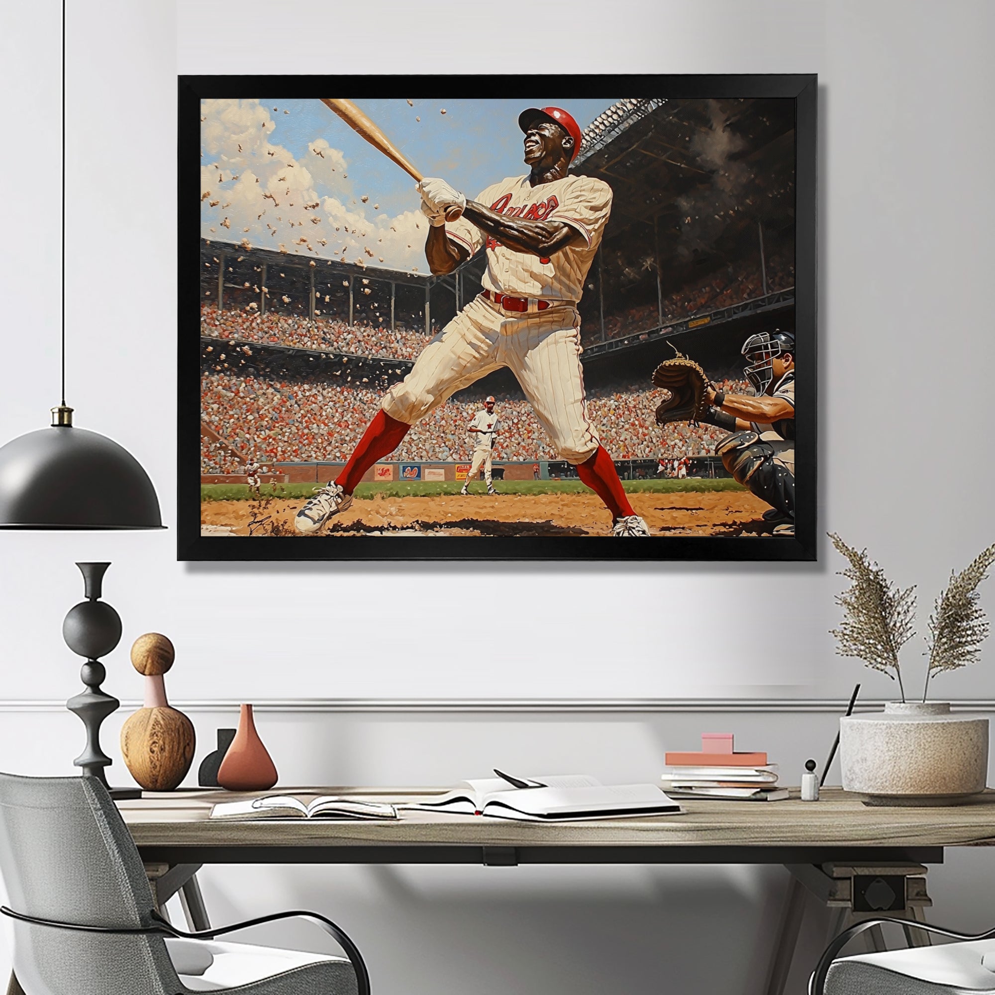Baseball Player Hitting A Home Run - Sport Baseball Canvas Wall Art