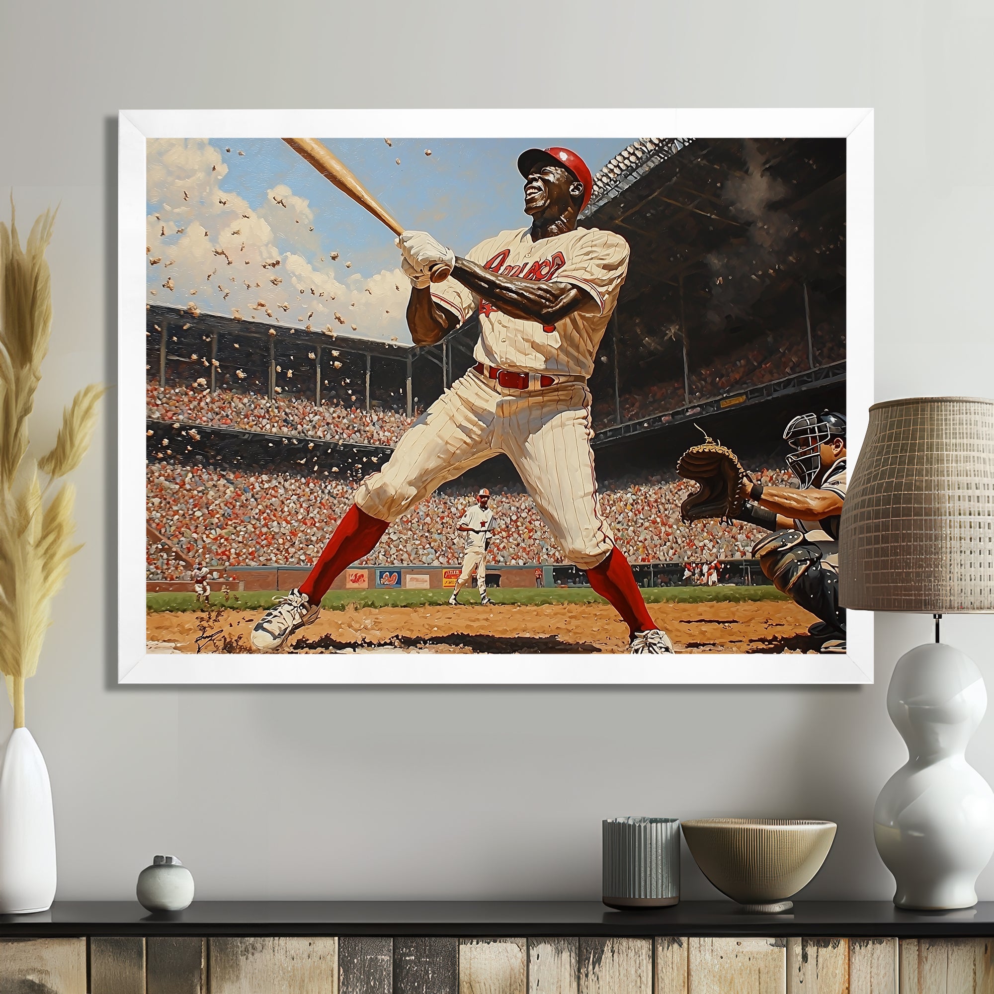 Baseball Player Hitting A Home Run - Sport Baseball Canvas Wall Art
