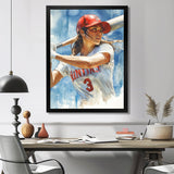 White Red Baseball Player At The Pitch - Sport Baseball Canvas Wall Art