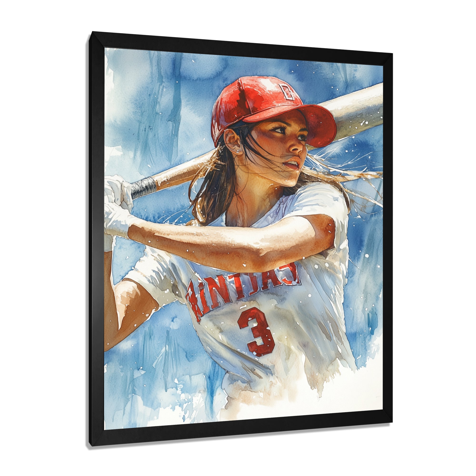 White Red Baseball Player At The Pitch - Sport Baseball Canvas Wall Art