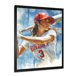 White Red Baseball Player At The Pitch - Sport Baseball Canvas Wall Art